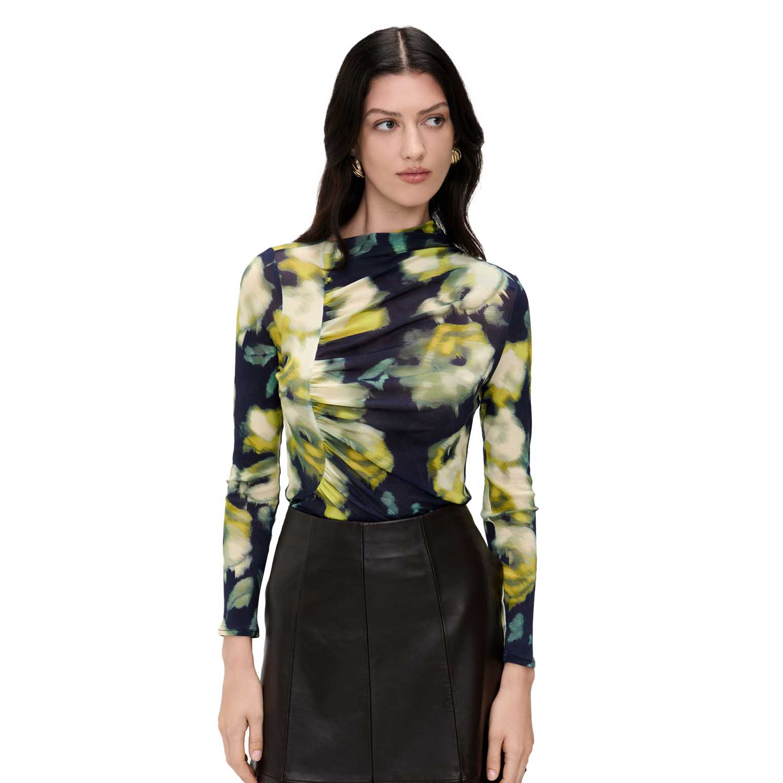 Veronika Maine Citrine Rose Mesh Top
